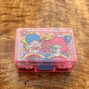 Sanrio 1988 VINTAGE Little Twin Stars Stamp Kit Container with Stamps & Cards
